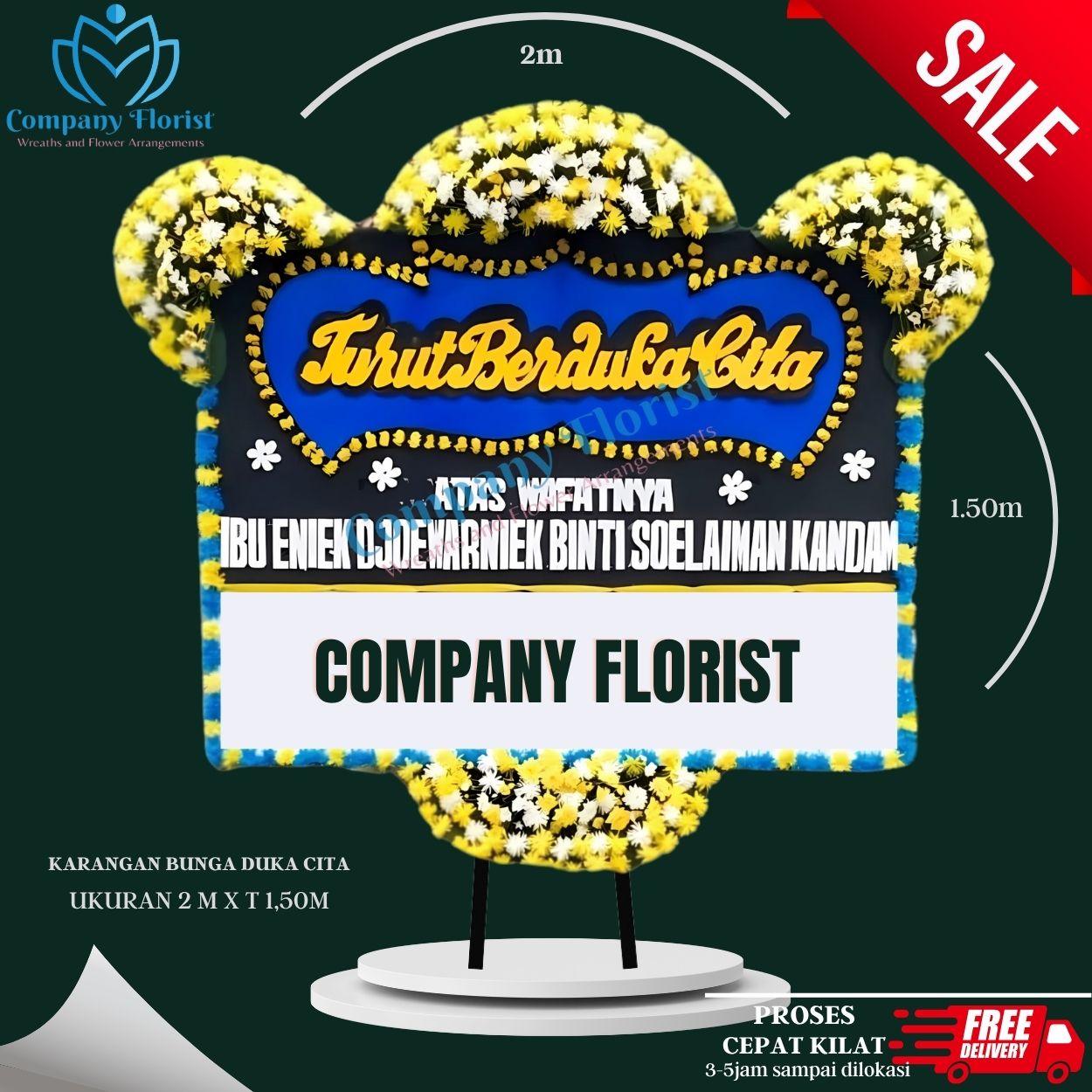 Papan Bunga Duka Cita Custom Tulisan – Company Florist